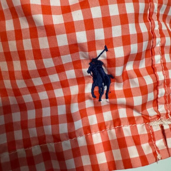 Polo Ralph Lauren Swim Trunks Mens 2XB Big Orange Gingham Beach Surf Shorts - Picture 3 of 13